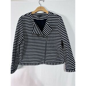 Ann Taylor Black and White Striped Blazer